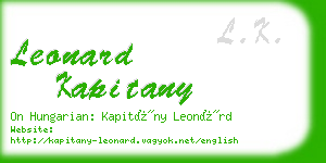leonard kapitany business card